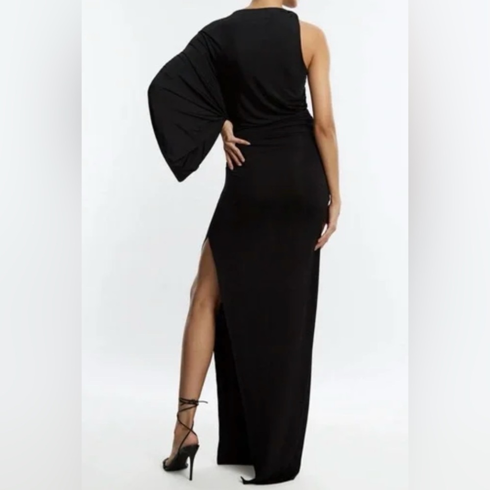 BCBGMaxAzria Black Asymmetrical One Shoulder Cocktail Dress - Picture 7 of 9